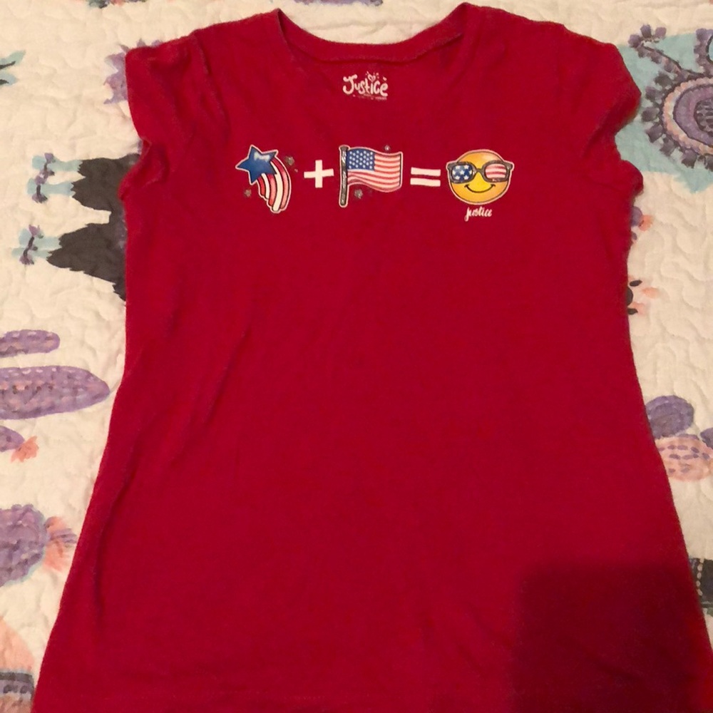 A red Fourth of July justice tee